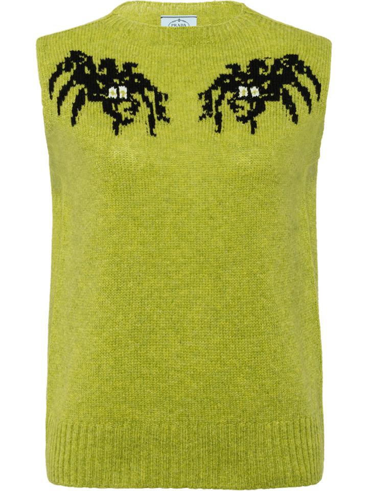 Prada Spider Intarsia Vest - Green
