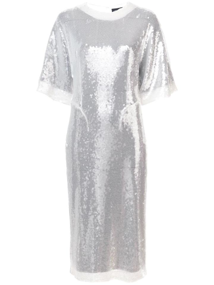 Sally Lapointe Sequin Embellished T-shirt Dress - White