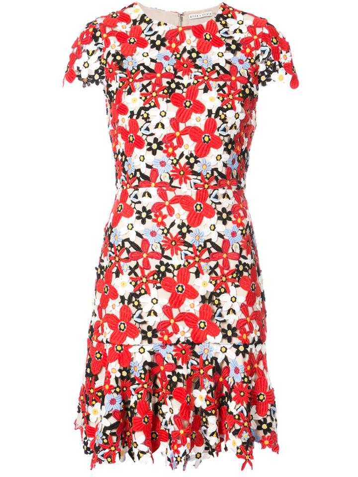 Alice+olivia Floral Embroidered Mini Dress