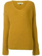 Le Ciel Bleu V-neck Jumper, Women's, Size: 36, Yellow/orange, Silk/mohair