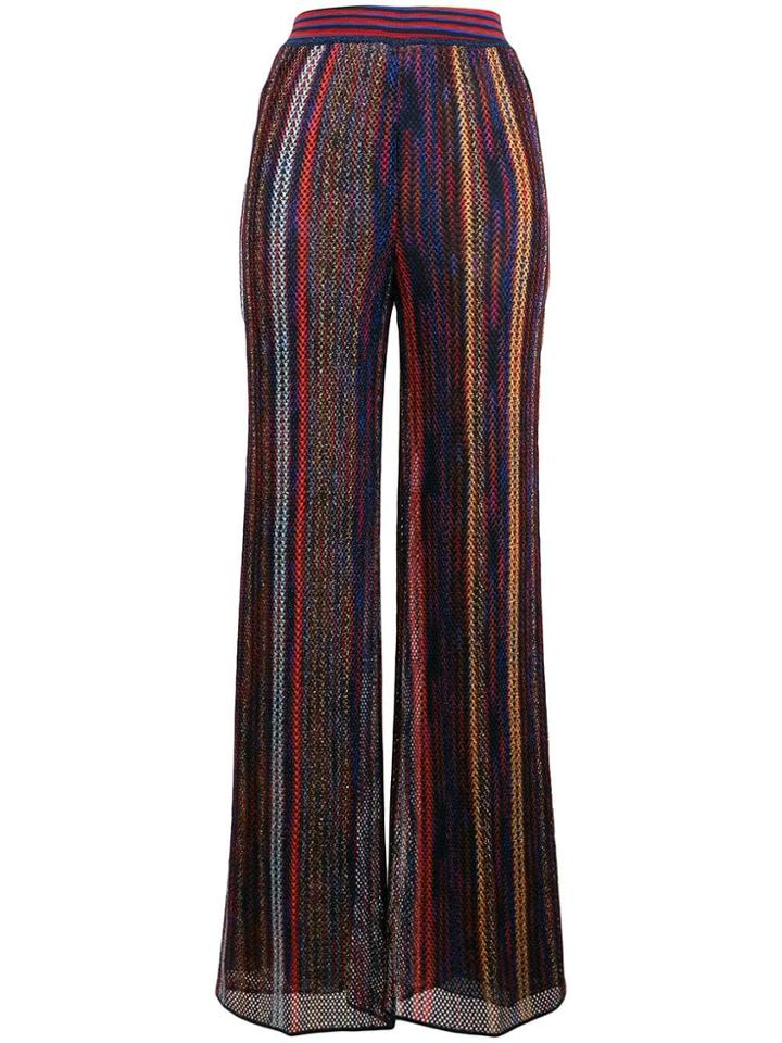 Missoni Striped Knitted Flared Trousers - Blue