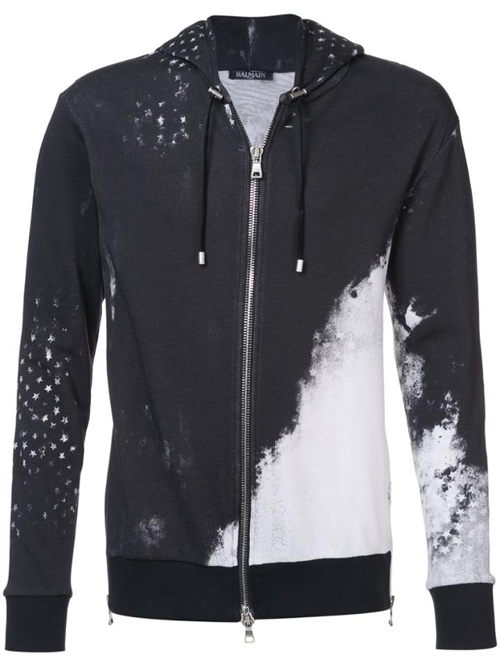 Balmain Stencil Painted Zipped Jacket - Black