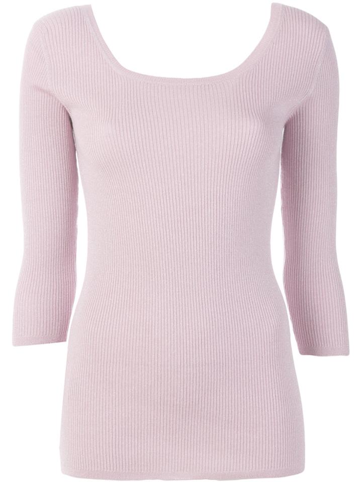 Prada Lurex Scoop Neck Top - Pink & Purple