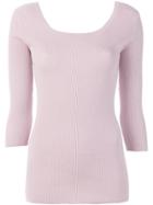 Prada Lurex Scoop Neck Top - Pink & Purple