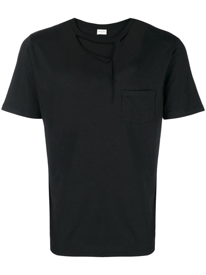 Saint Laurent Cut Out Detail T-shirt - Black