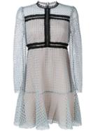 Philosophy Di Lorenzo Serafini Open Knit Flared Dress, Women's, Size: 42, Blue, Polyester/cotton