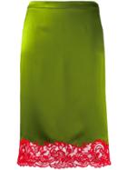 Versace Lace-trimmed Slip Skirt - Green