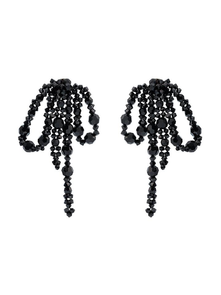 Simone Rocha Crystal Embellished Bow Earrings - Black
