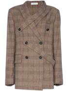 Delada Checked Double-breasted Wool-blend Blazer - Brown