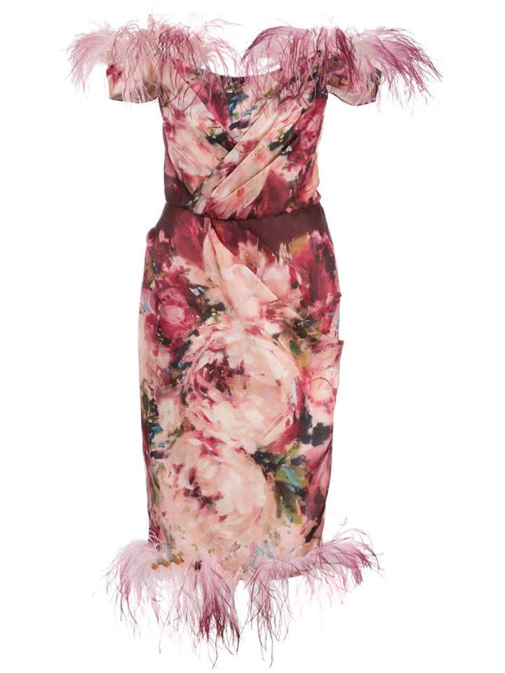 Marchesa Off-the-shoulder Printed Dress - Pink