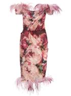 Marchesa Off-the-shoulder Printed Dress - Pink