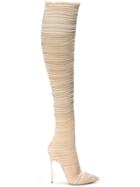 Casadei Pleated Knee-length Boots - Nude & Neutrals