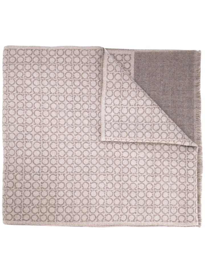 Salvatore Ferragamo - Branded Scarf - Men - Wool - One Size, Nude/neutrals, Wool