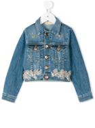 Pamilla Kids - Bejewelled Denim Jacket - Kids - Cotton/spandex/elastane - 10 Yrs, Blue