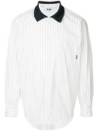 Msgm Contrast Collar Striped Shirt - White