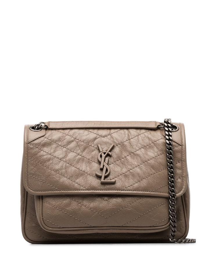 Saint Laurent Niki Monogram Leather Shoulder Bag - Neutrals