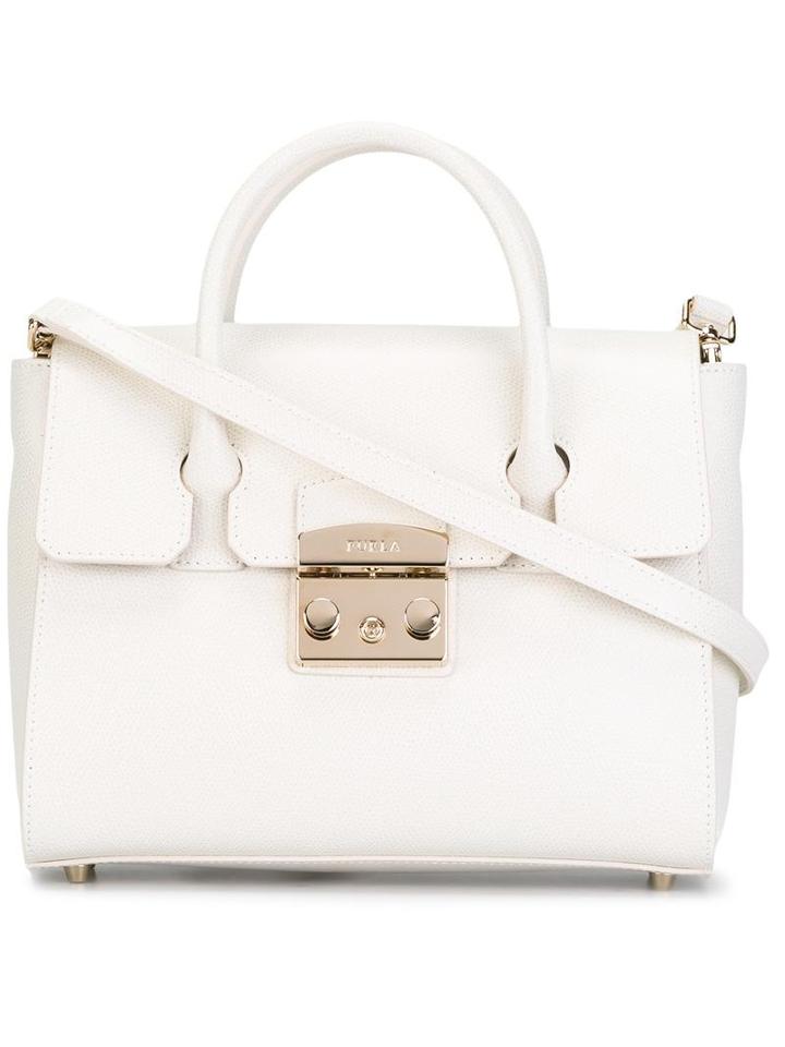 Furla Metropolis Shoulder Bag, Women's, White, Calf Leather