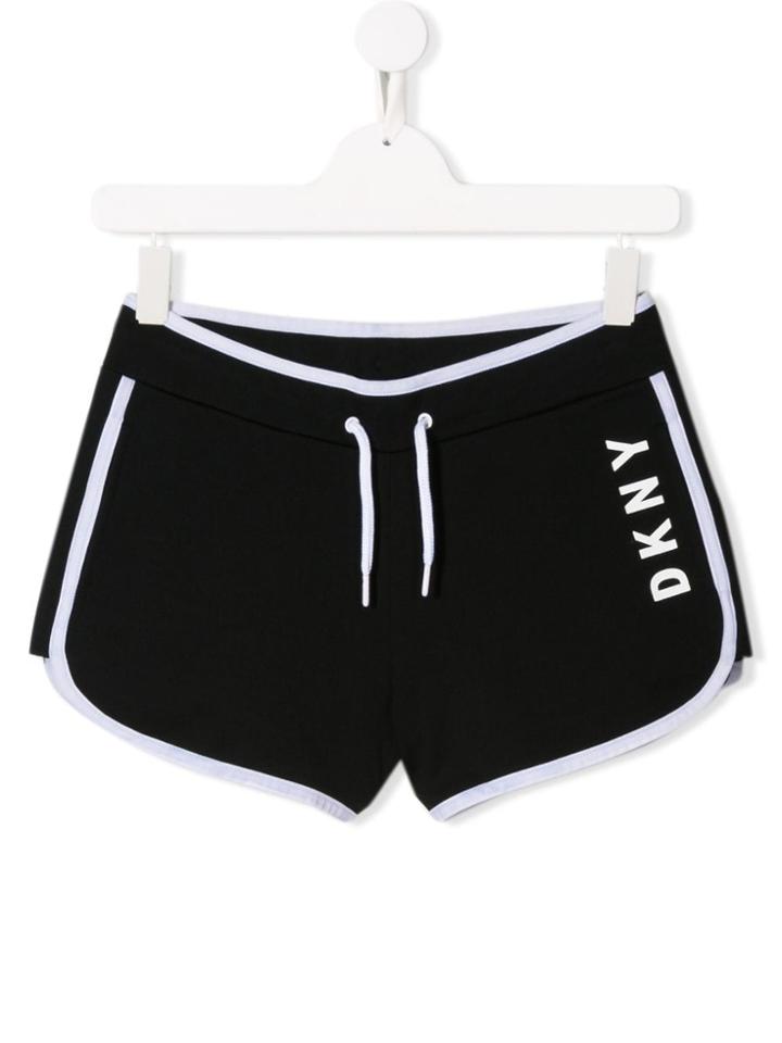 Dkny Kids Teen Logo Print Track Shorts - Black