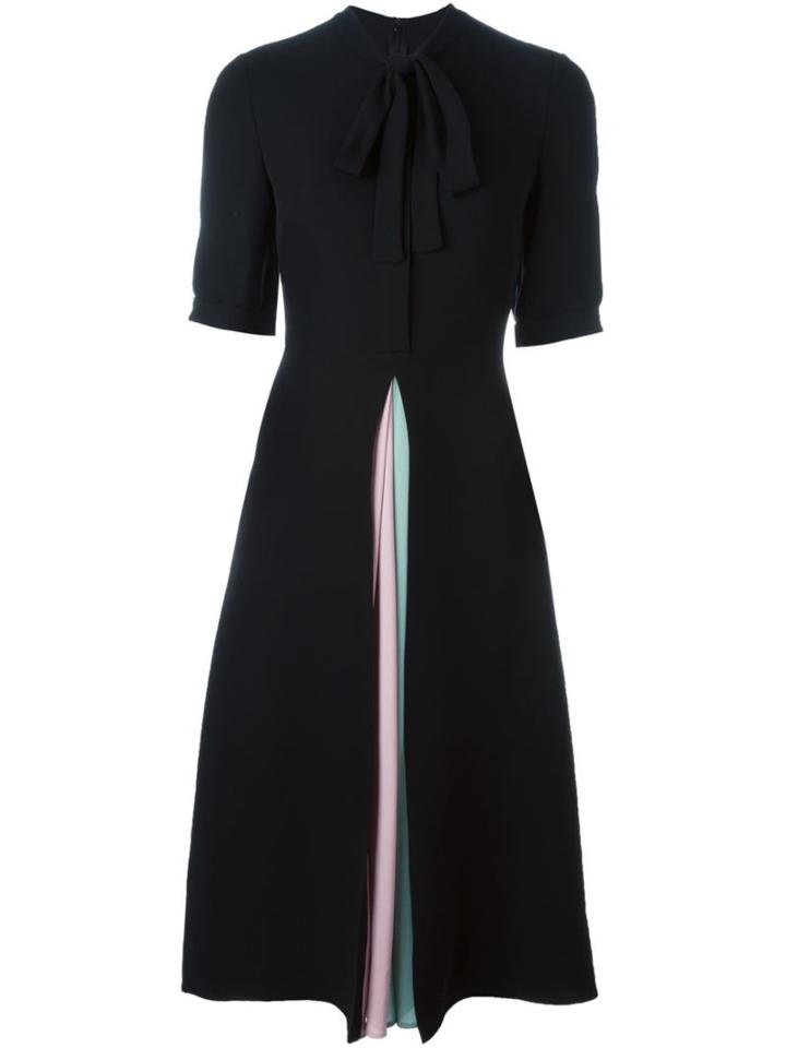 Valentino Pleated Front Dress, Women's, Size: 40, Black, Silk