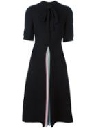 Valentino Pleated Front Dress, Women's, Size: 40, Black, Silk