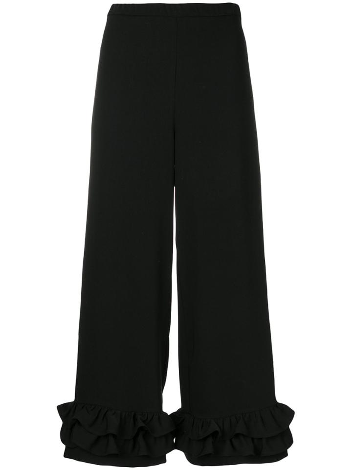 Vivetta Frill Trim Wide Leg Trousers - Black