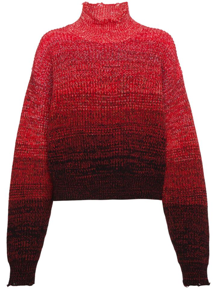 Helmut Lang High Neck Ombré Knitted Jumper - Red