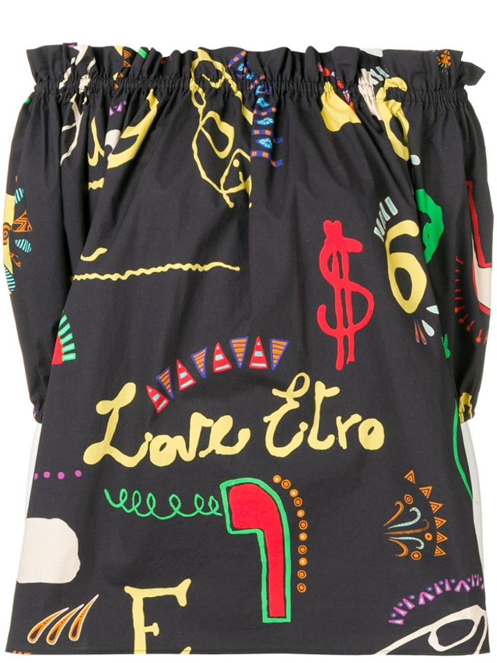 Etro Printed Off-the-shoulder Top - Black