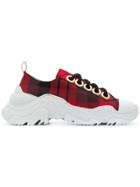 No21 Chunky Sole Check Sneakers - Red