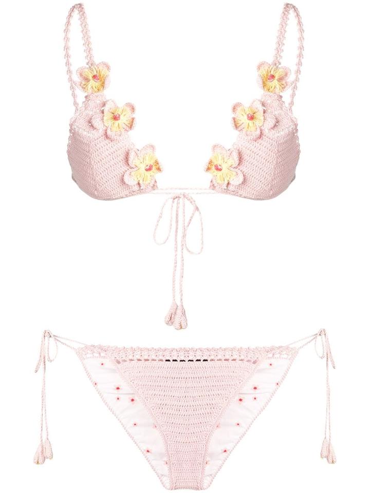 Alanui Floral Crocheted Bikini - Pink