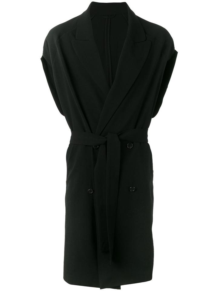 Ann Demeulemeester Belted Cape, Men's, Size: Large, Black, Virgin Wool/spandex/elastane/cotton