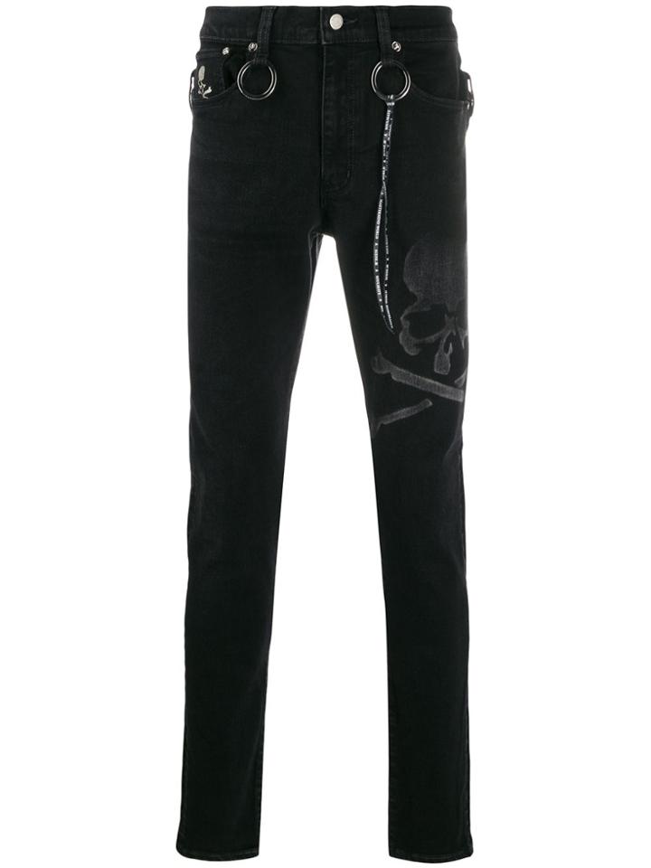 Mastermind World Faded Skull Print Jeans - Black