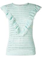 Philosophy Di Lorenzo Serafini Ruffle Trim Open-knit Top - Green