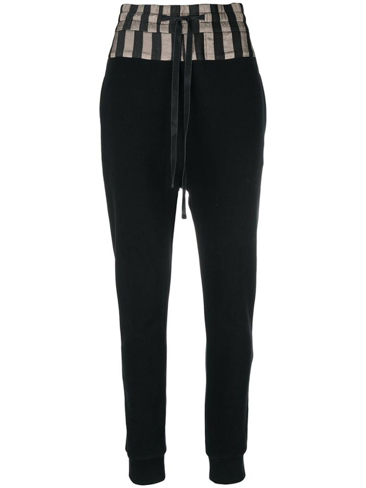 Ann Demeulemeester Striped Hem Track Pants - Black