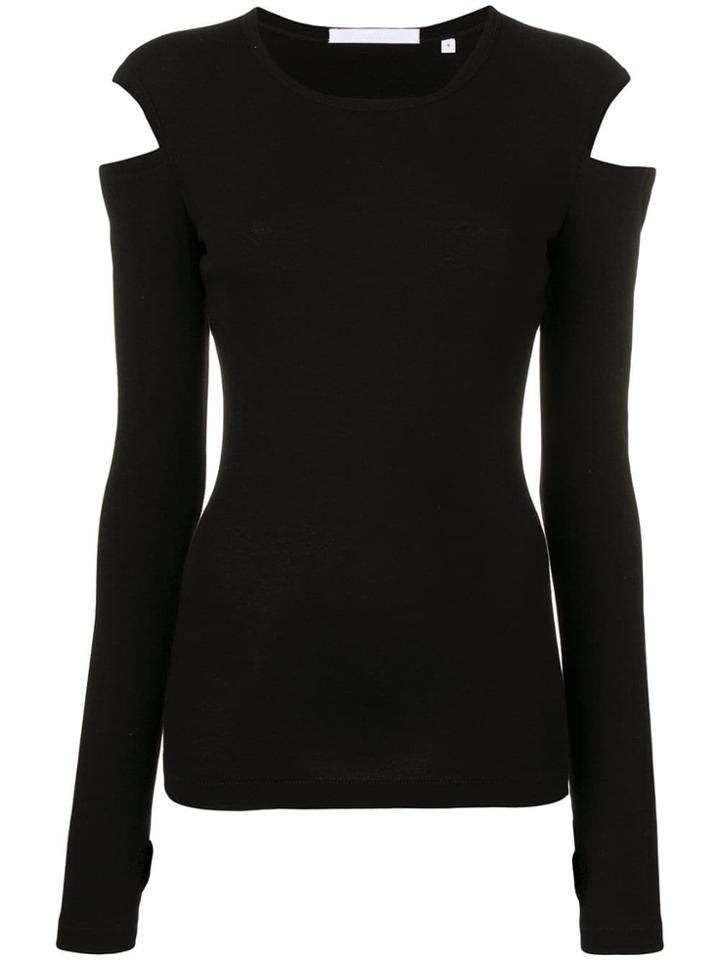 Helmut Lang Slashed Sleeve Top - Black