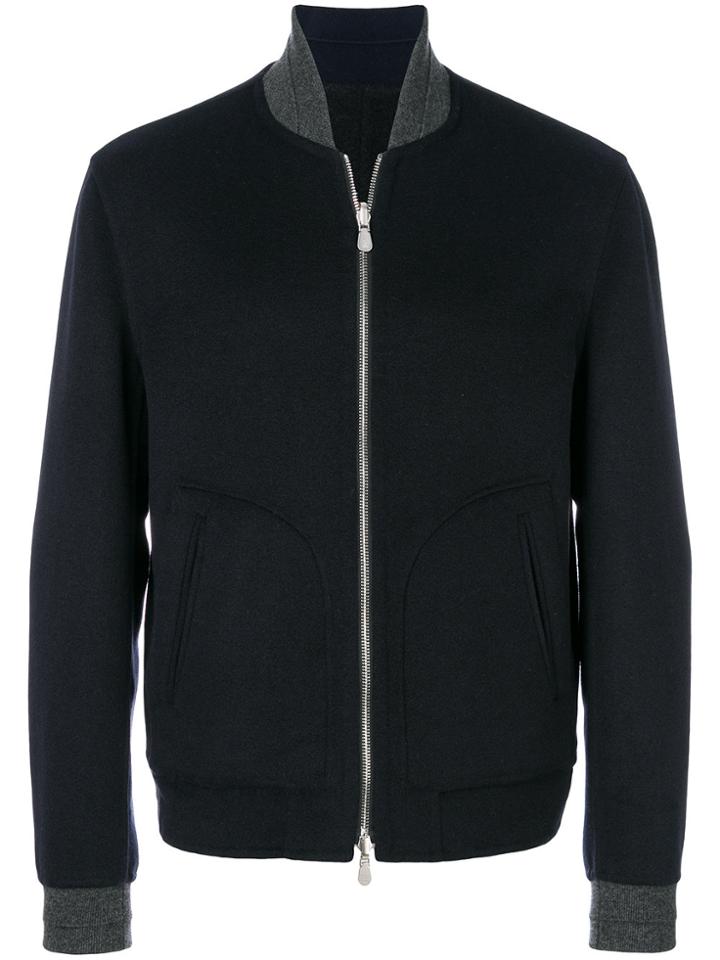 Brunello Cucinelli Zipped Bomber Jacket - Blue