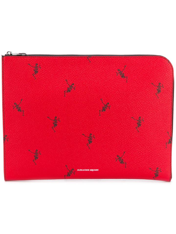 Alexander Mcqueen Dancing Skeleton Half-zip Pouch - Red