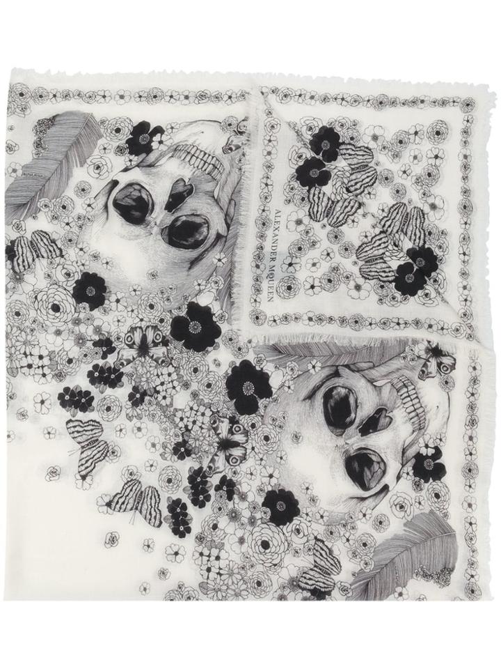 Alexander Mcqueen Romantic Skull Scarf - Pink & Purple