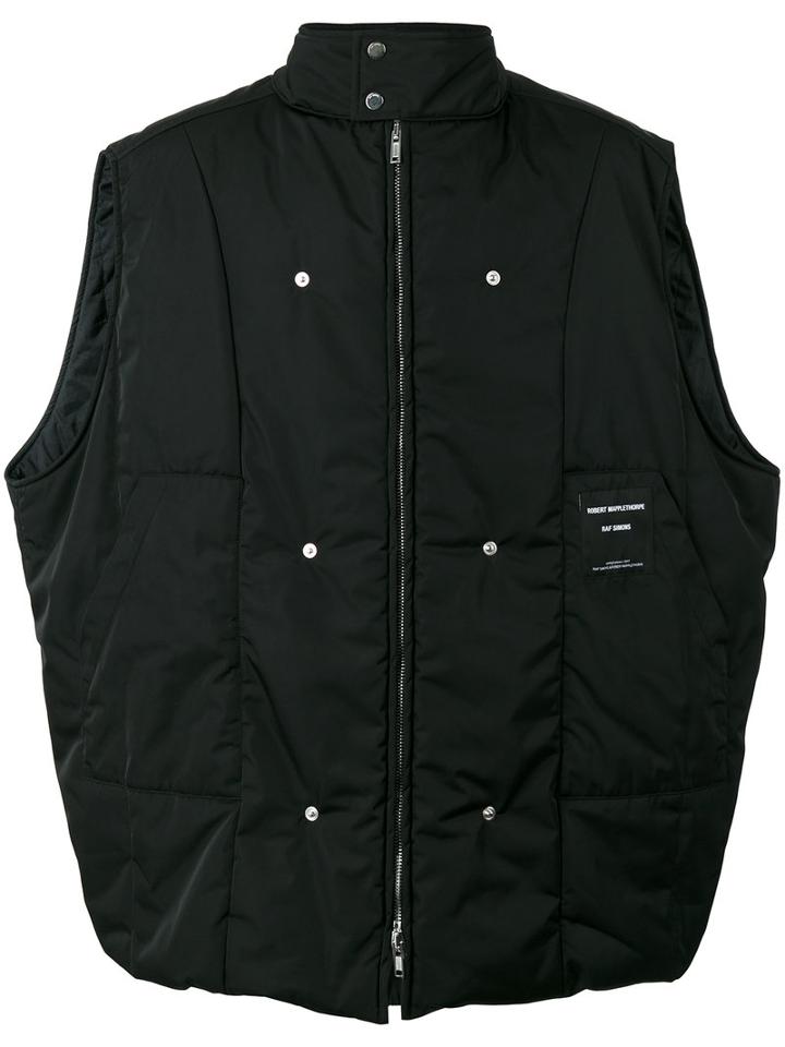 Raf Simons Back Photo Print Vest, Men's, Size: 48, Black, Polyester