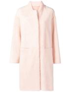 Liska Single Breasted Lambskin Coat - Pink