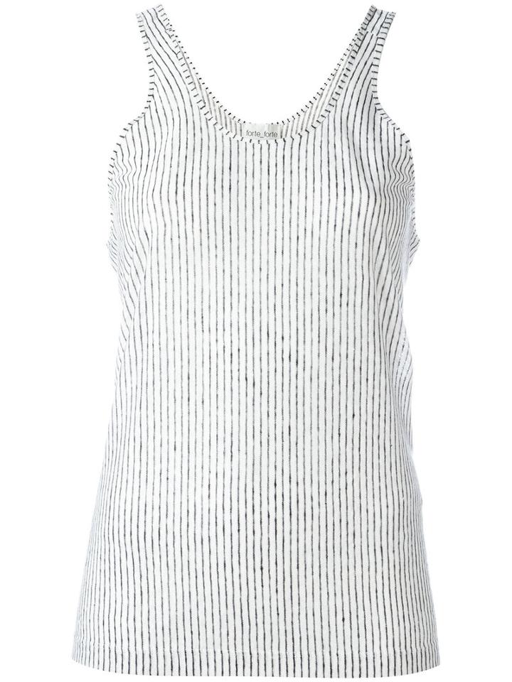 Forte Forte - Striped Tank Top - Women - Linen/flax - 0, Women's, White, Linen/flax