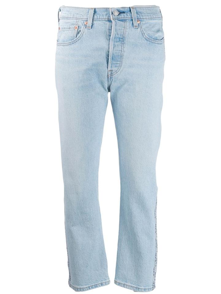Levi's Cropped Logo Stripe Jeans - Blue