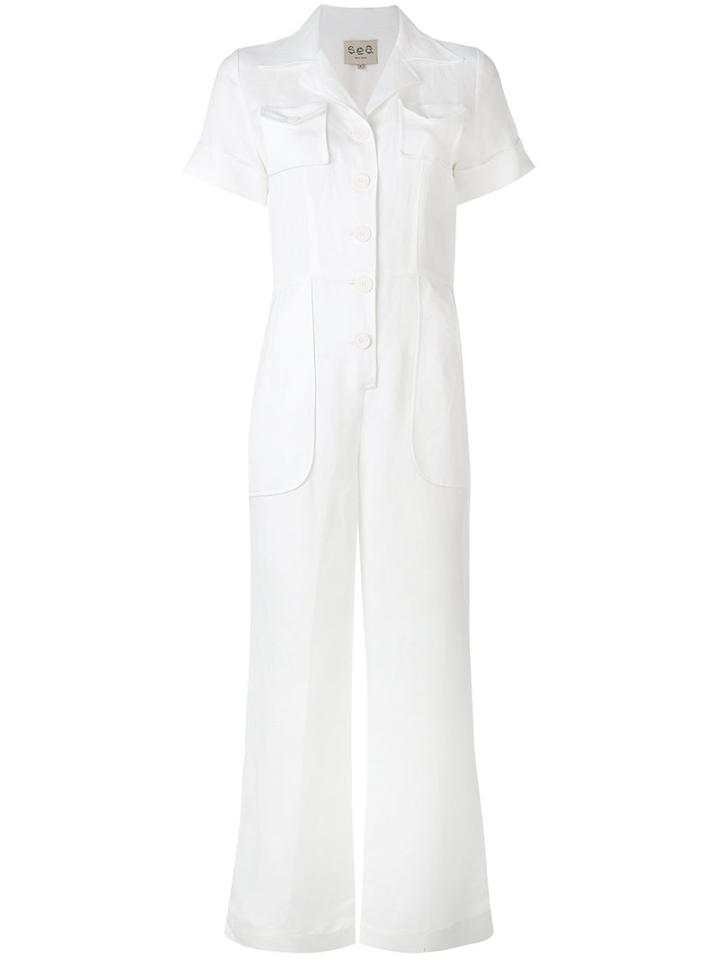 Sea - Farrah Jumpsuit - Women - Linen/flax - 6, White, Linen/flax