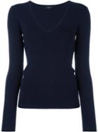 Joseph Scoop Neck Jumper, Women's, Size: Xs, Blue, Silk/nylon/spandex/elastane