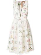 No21 Floral Plunge Neck Dress - White