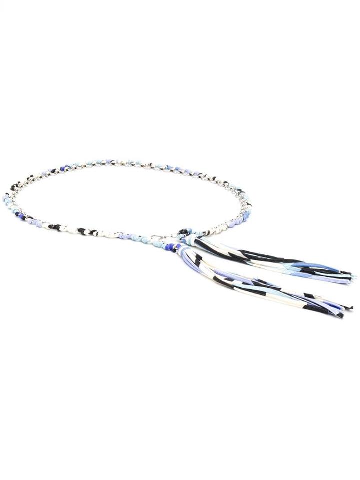 Emilio Pucci Chain Belt With Printed Fabric Trim - Blue