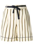 Roberto Collina - Striped Tailored Shorts - Women - Cotton/viscose - L, Yellow/orange, Cotton/viscose