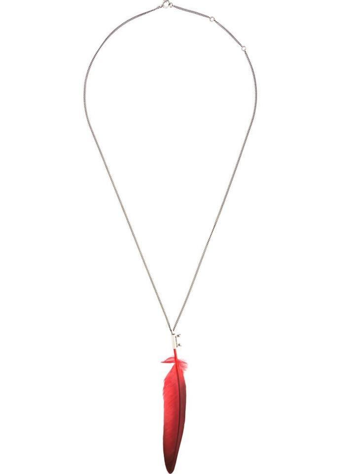 Ann Demeulemeester Feather Necklace, Men's, Metallic