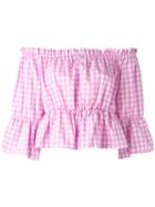 Dondup Off-shoulder Smocked Blouse, Women's, Size: 44, Pink/purple, Cotton