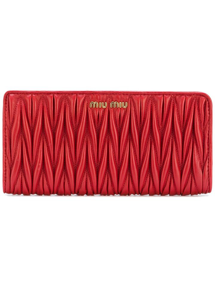 Miu Miu Quilted Logo Wallet - Red