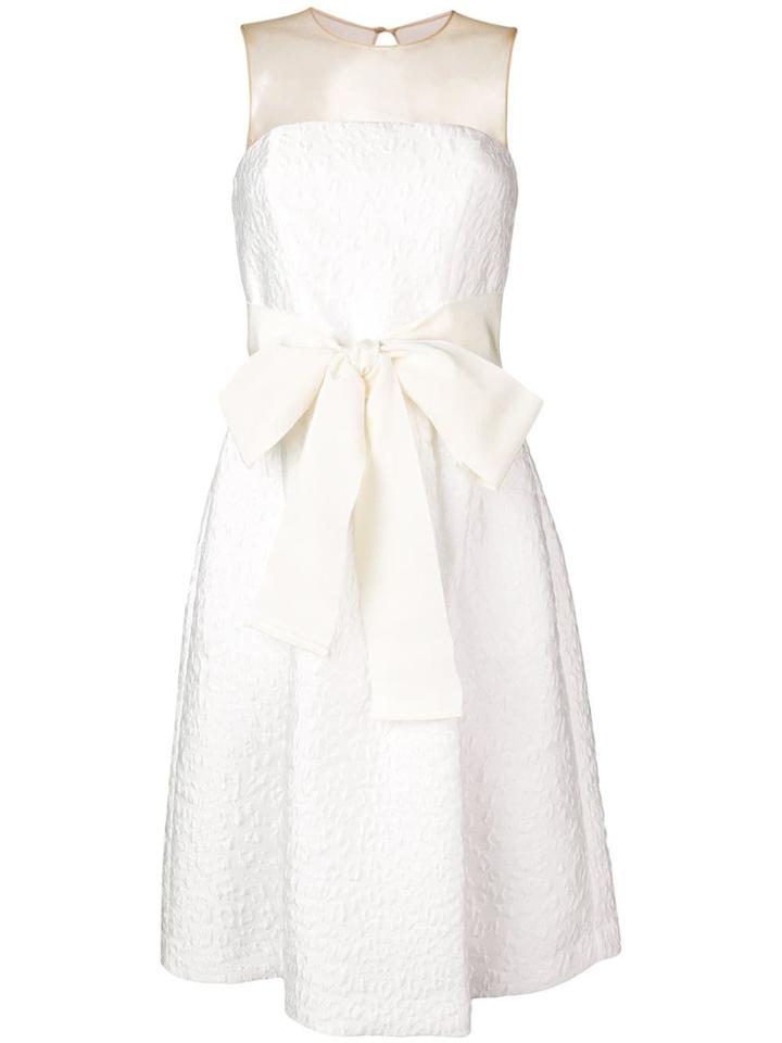 P.a.r.o.s.h. Bow Detail Jacquard Dress - White